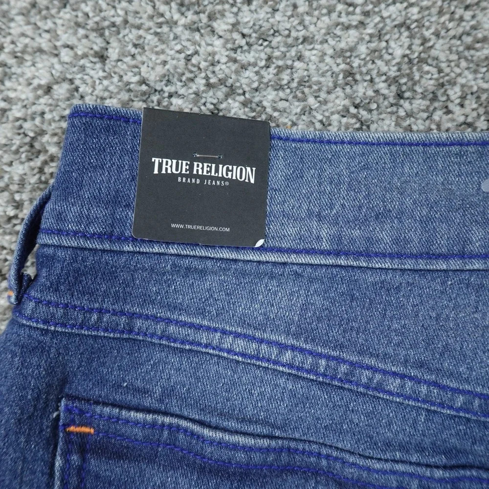 NEW True Religion Shorts Mens 30 Dark Blue Denim Jean Jorts Rocco Relaxed Skinny